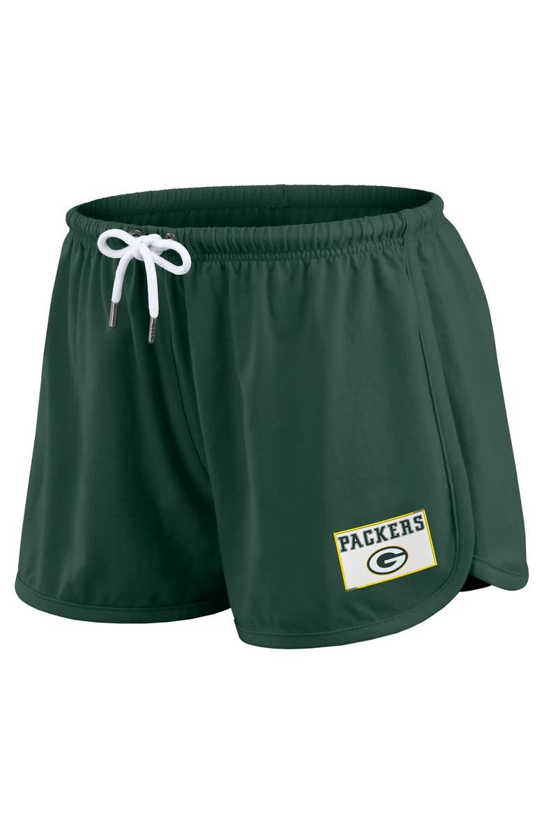 WEAR by Erin Andrews Women's WEAR by Erin Andrews Green Green Bay Packers Heavy Rugby Jersey Long Sleeve T-Shirt & Shorts Lounge Set, Alternate, color,