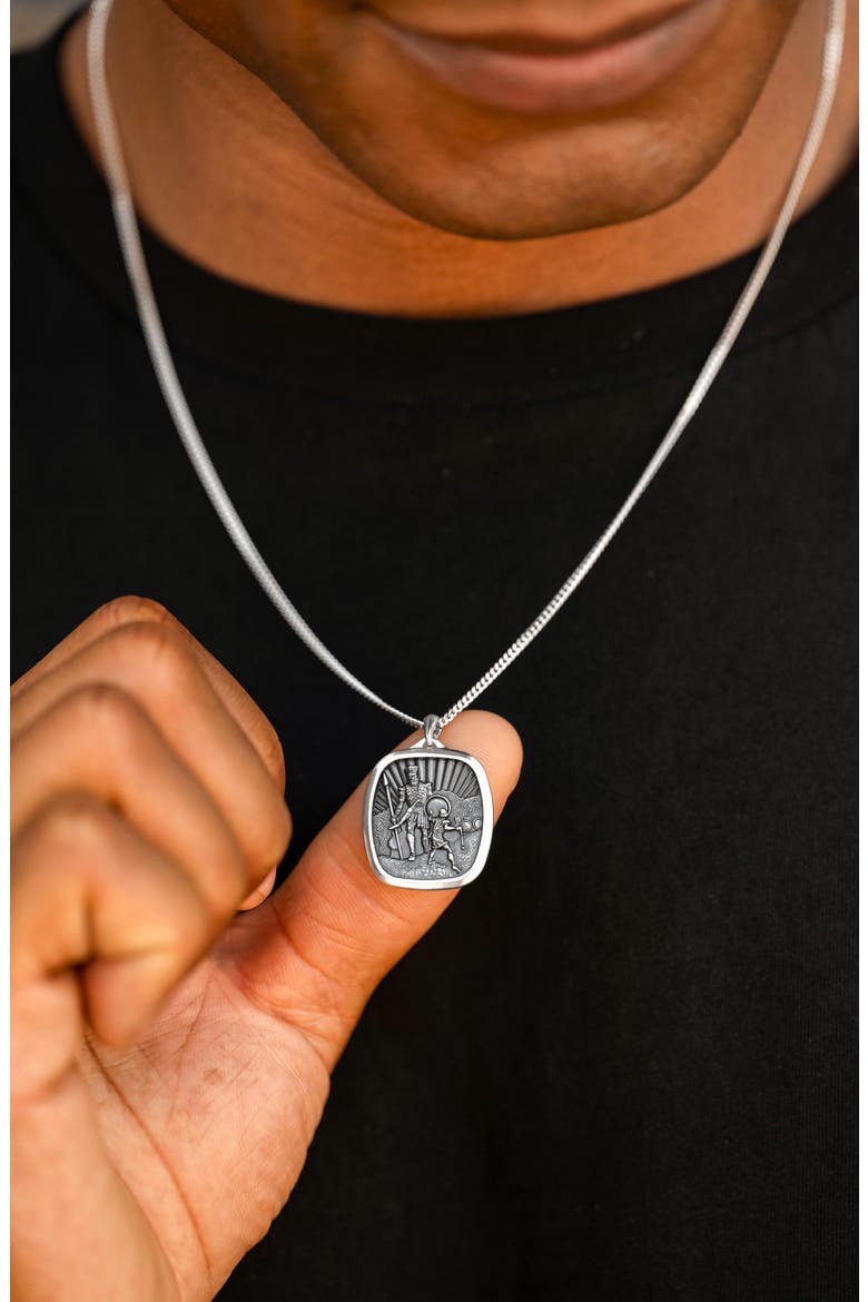 David & Goliath Sterling Silver Pendant Necklace, Alternate, color, SLIVER