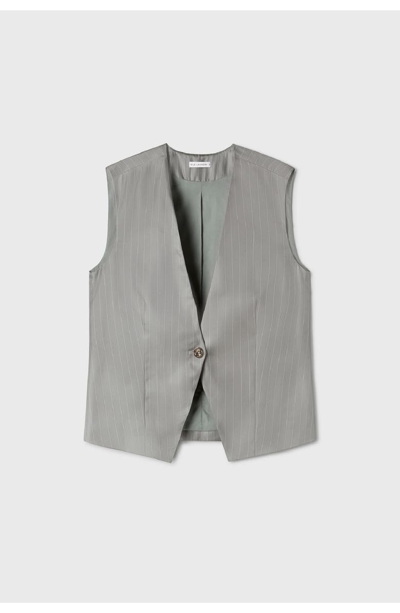 SILK LAUNDRY TWILL SLOUCH VEST MOON PINSTRIPE, Alternate, color, 