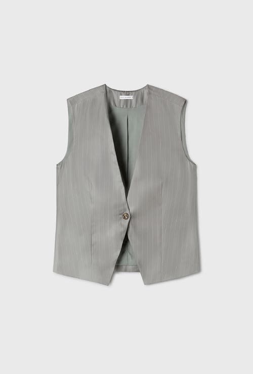 Shop Silk Laundry Twill Slouch Vest Moon Pinstripe