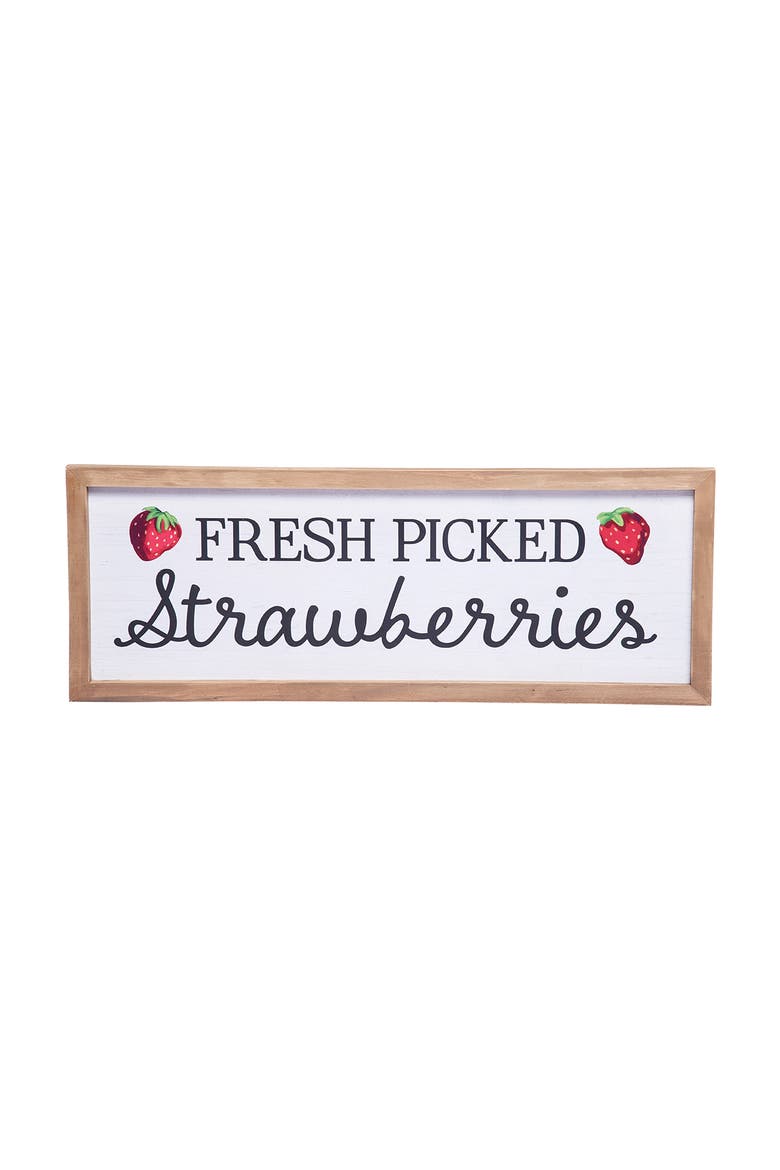 0.6"H x 20"L x 7.4"W Strawberry Fresh Wall Sign Decor, Main, color, White