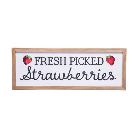 0.6"H x 20"L x 7.4"W Strawberry Fresh Wall Sign Decor