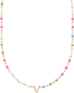 CUFFED BY NANO custom initial dainty colorful enamel 14k gold filled necklace