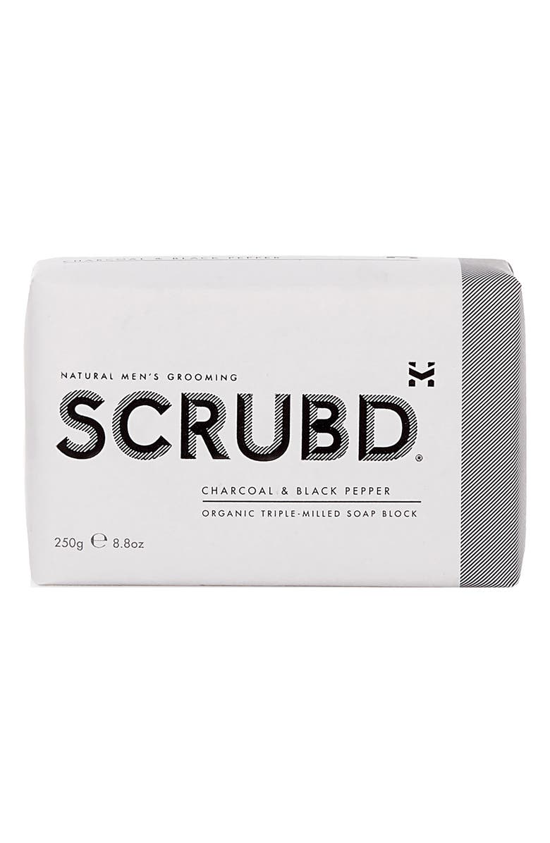 SCRUBD Charcoal & Black Pepper Organic Triple-Milled Soap Block, Main, color, 