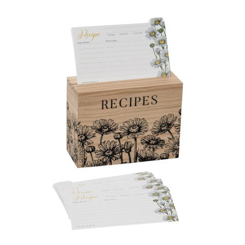 Wood 6.75 in. White Recipe Box With 100 Cards Set of 2
