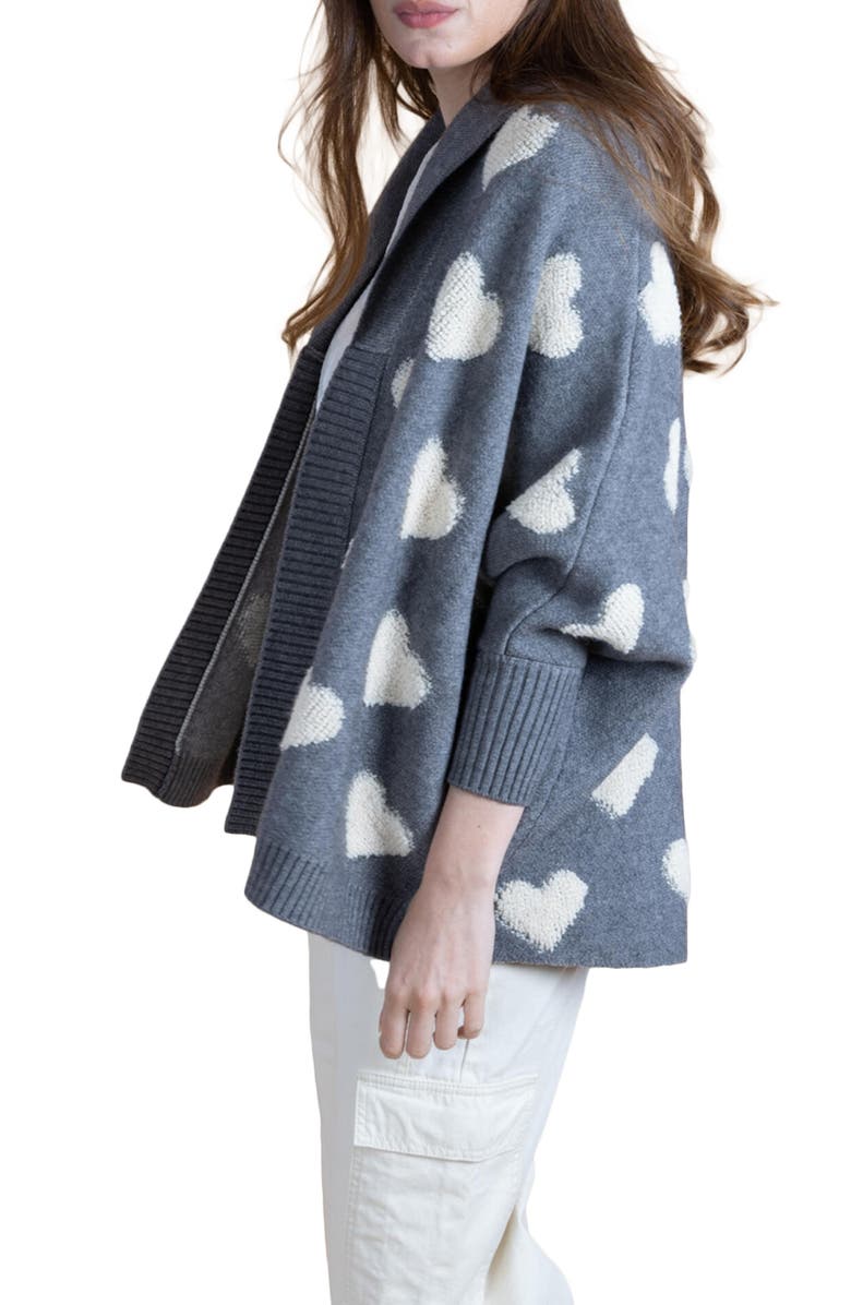 SAACHI Textured Heart Cardigan, Alternate, color, Light Grey