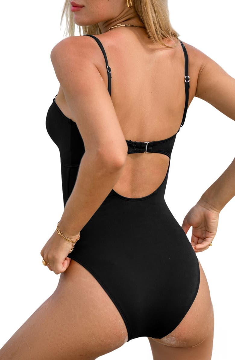 Cupshe Sweetheart One-Piece Swimsuit, Alternate, color, Black