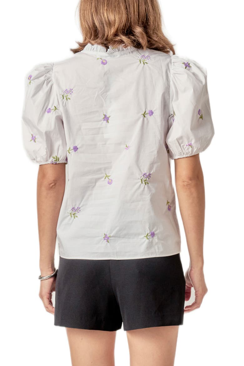 Floral Embroidery V-Neck Top, Alternate, color, WHITE