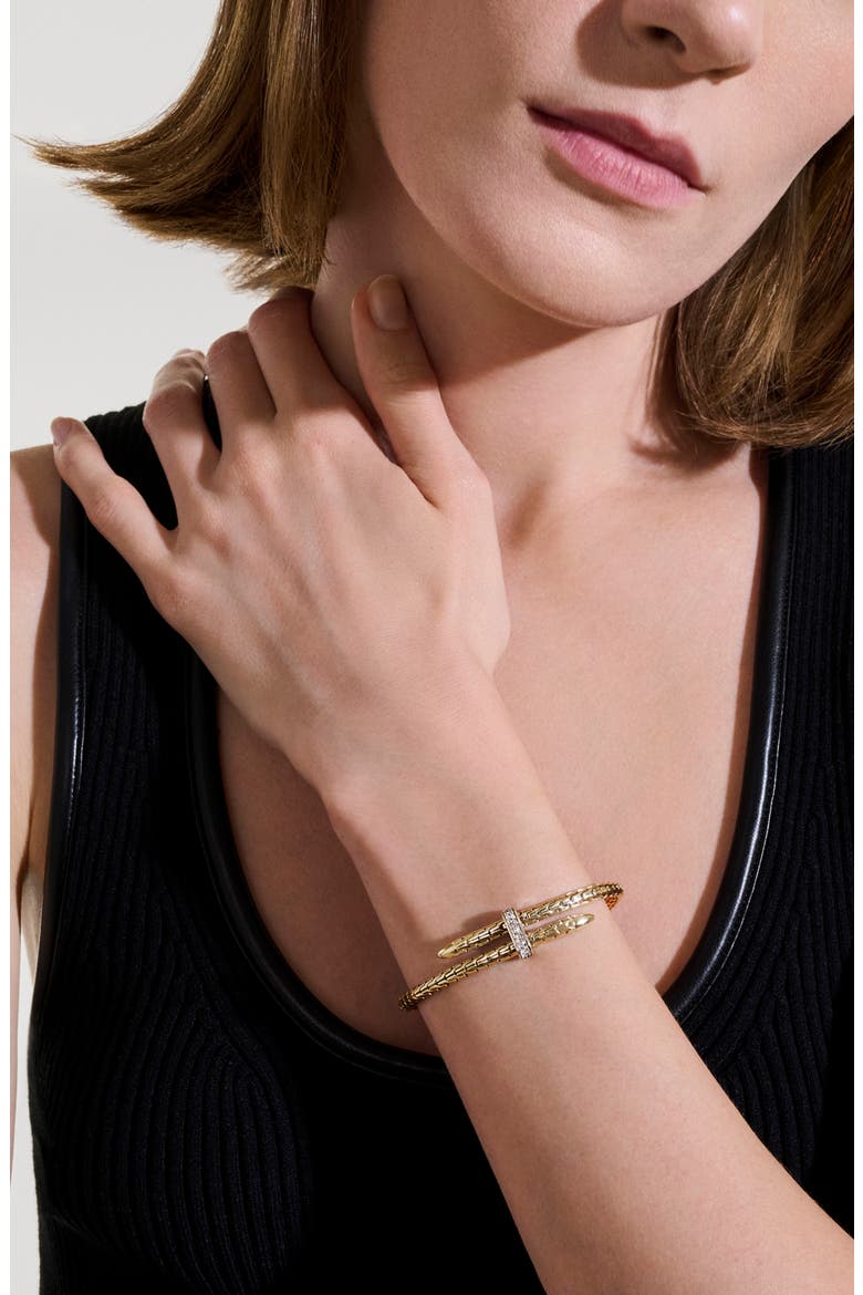 Spear Flex Cuff, Diamonds, 4mm, Alternate, color, GOLD