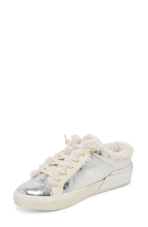 Shop Dolce Vita Zantel Faux Shearling Lined Slip-on Sneaker In Silver Distressed Leather