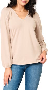 GIBSONLOOK Blouson Sleeve V-Neck Sweater