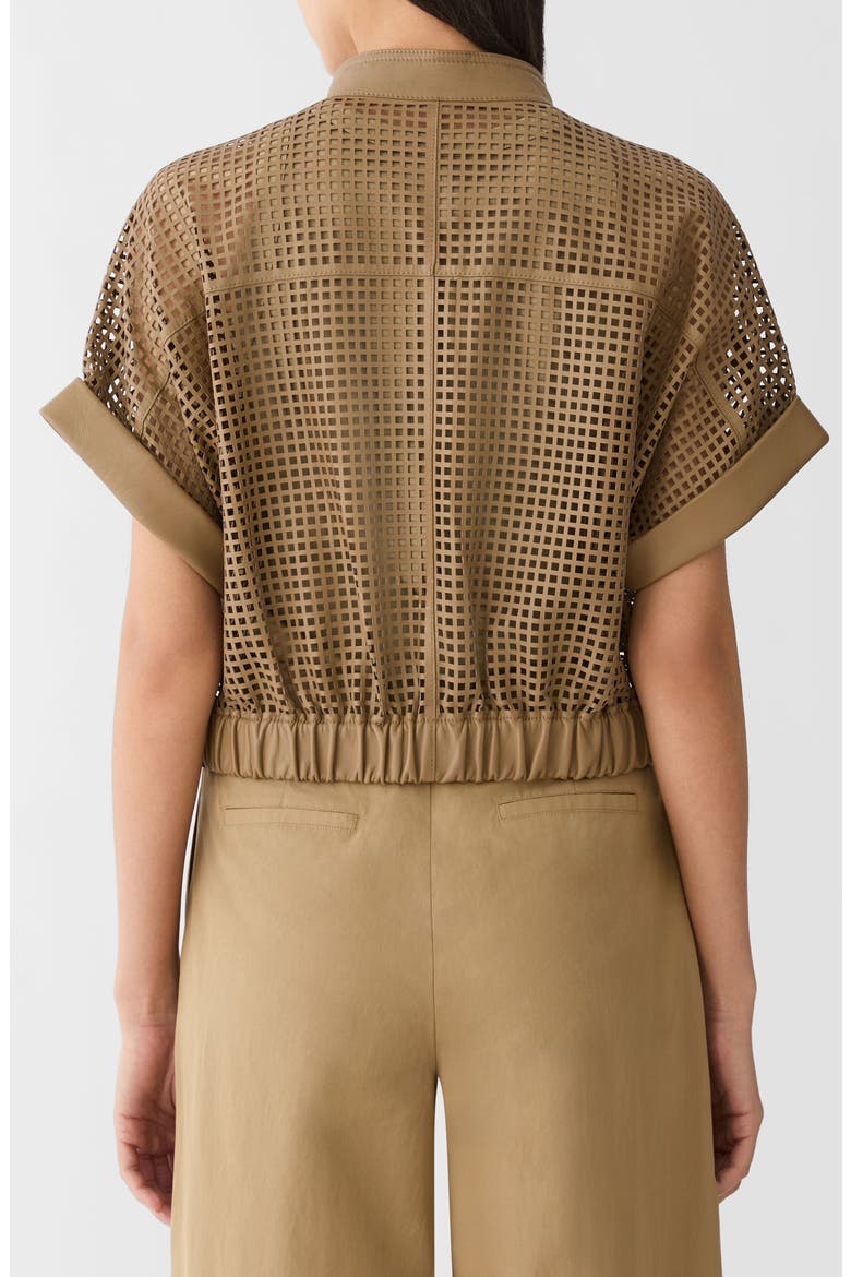 Laser Cut Grid Napa Leather Jacket, Alternate, color, GREEN CLAY