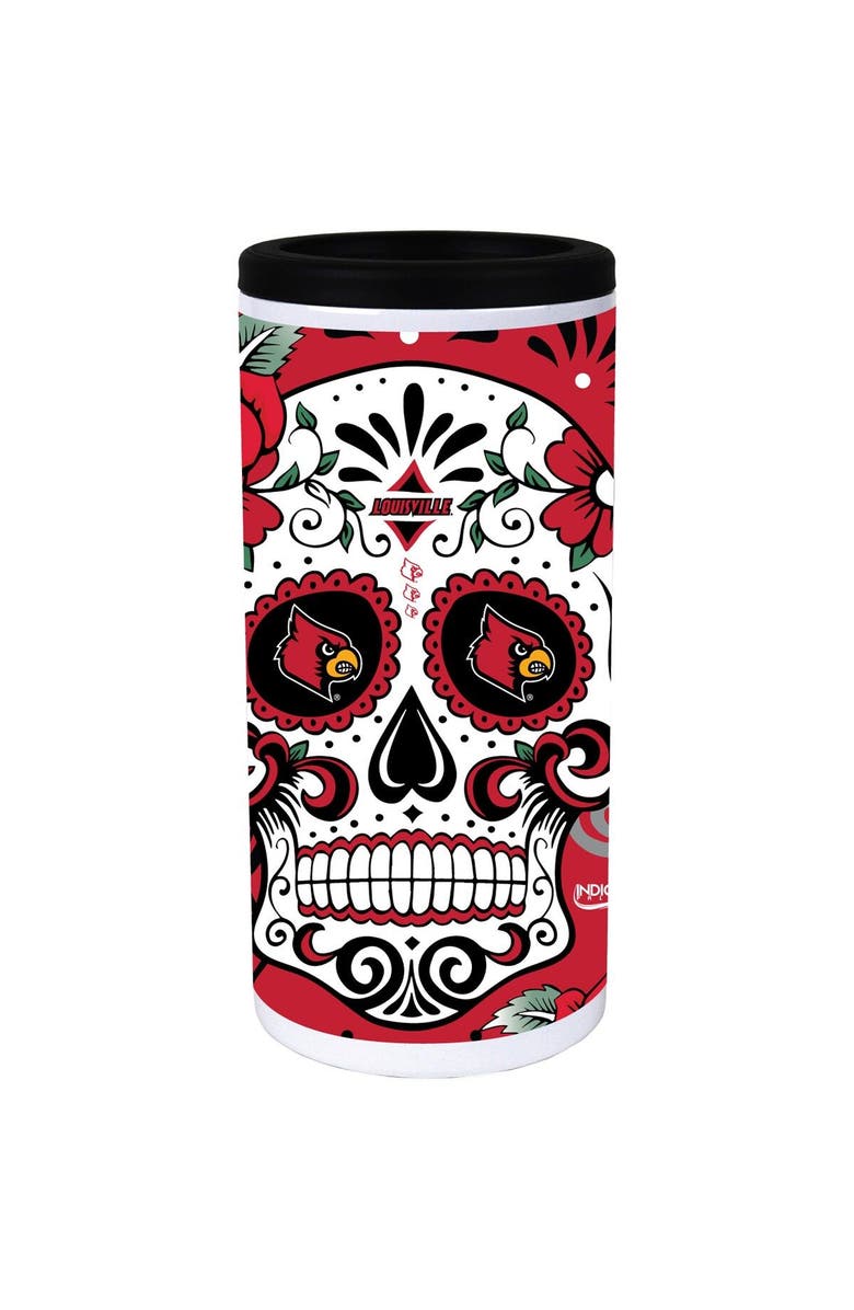 INDIGO FALLS Louisville Cardinals Dia Stainless Steel 12oz. Slim Can Cooler, Alternate, color, White