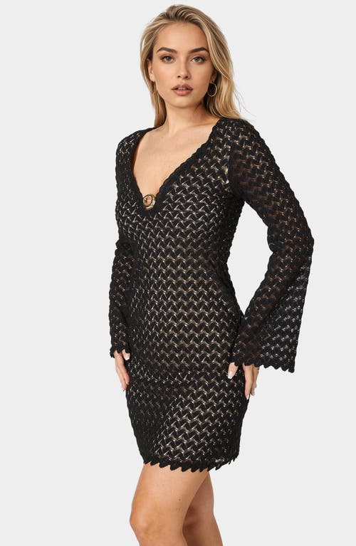 Bebe Lace Bell Sleeve Minidress In Multi