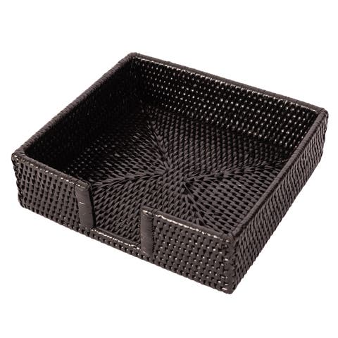 Artifacts Rattan Luncheon Napkin Holder with Cutout