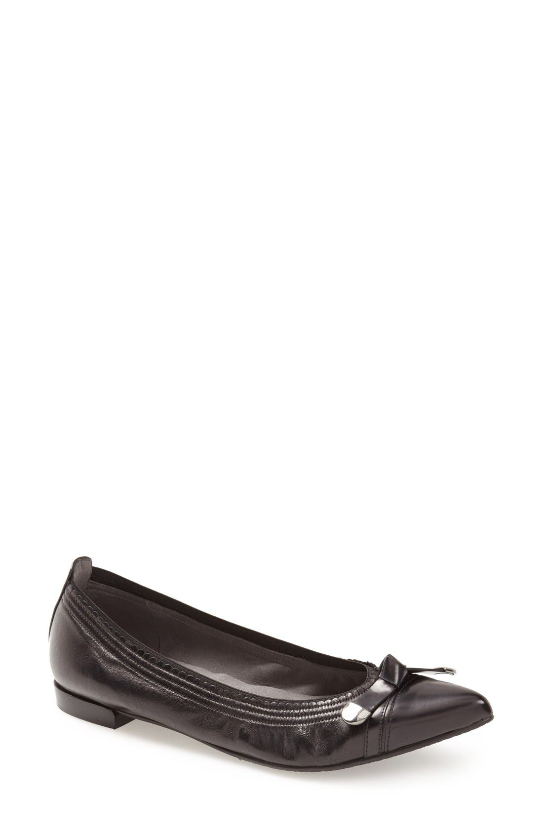 Stuart Weitzman 'Bowgaloo' Pointy Toe Flat, Alternate, color, 