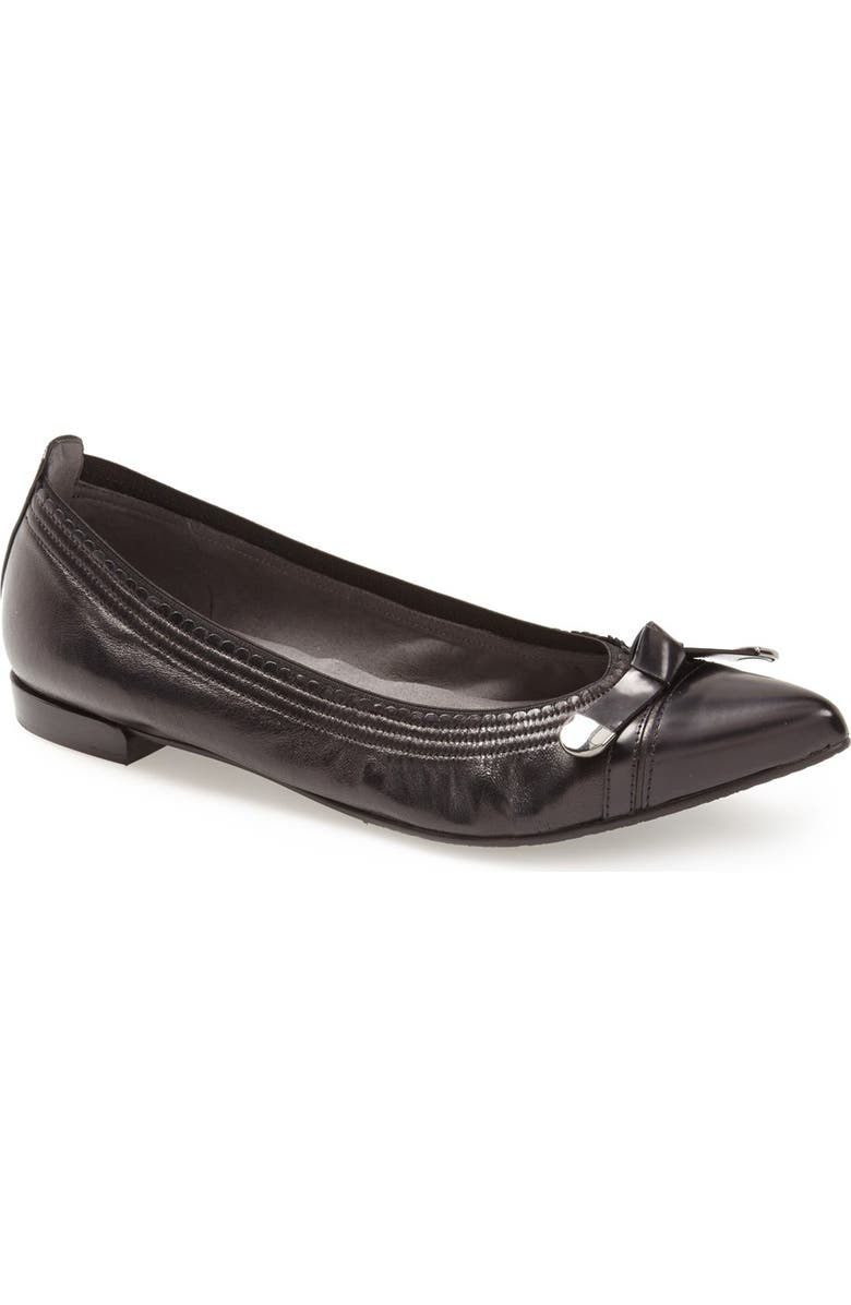 Stuart Weitzman 'Bowgaloo' Pointy Toe Flat, Alternate, color,