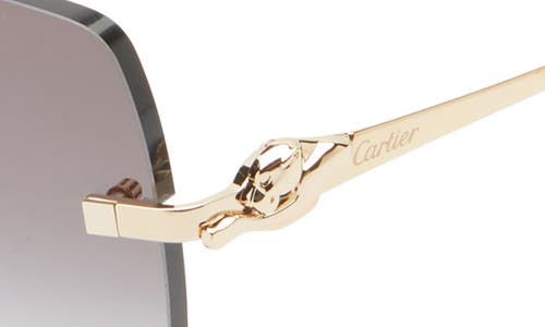 Cartier 55mm Gradient Rimless Rectangular Sunglasses