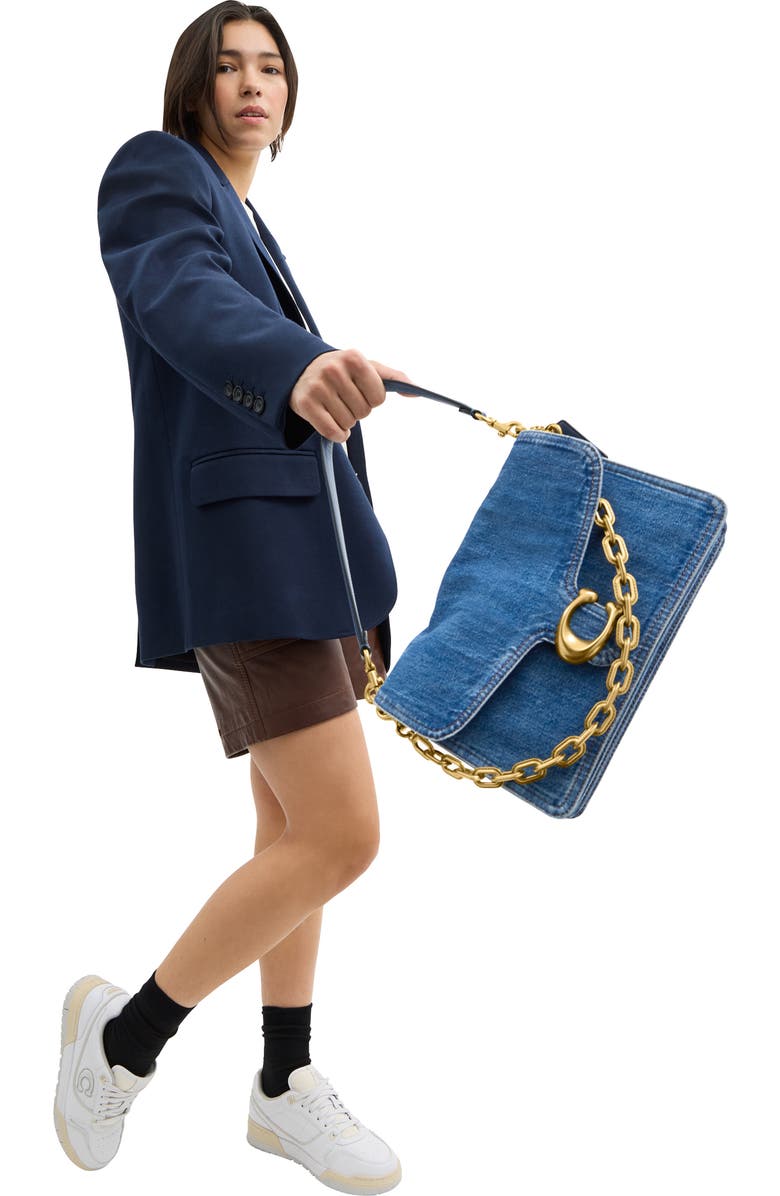 COACH Tabby Washed Denim Chain Shoulder Bag, Alternate, color,