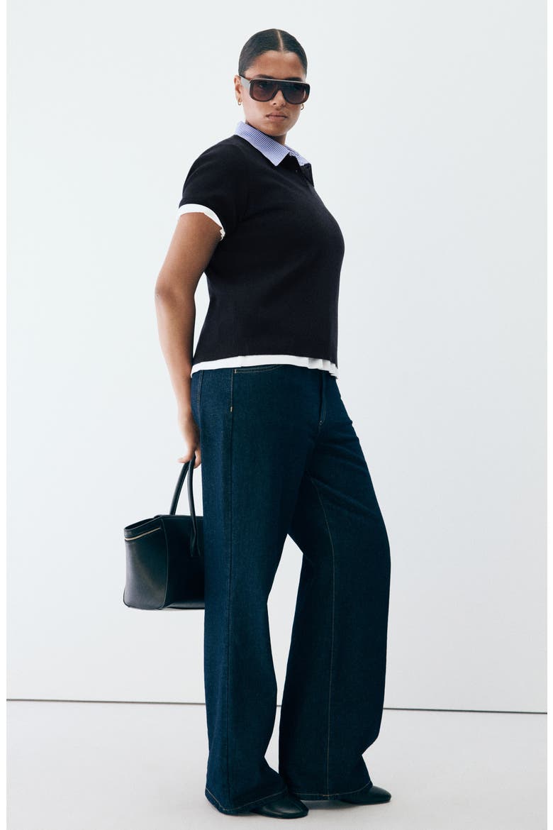 Stripe Collar Polo Sweater, Alternate, color, DARK NAVY
