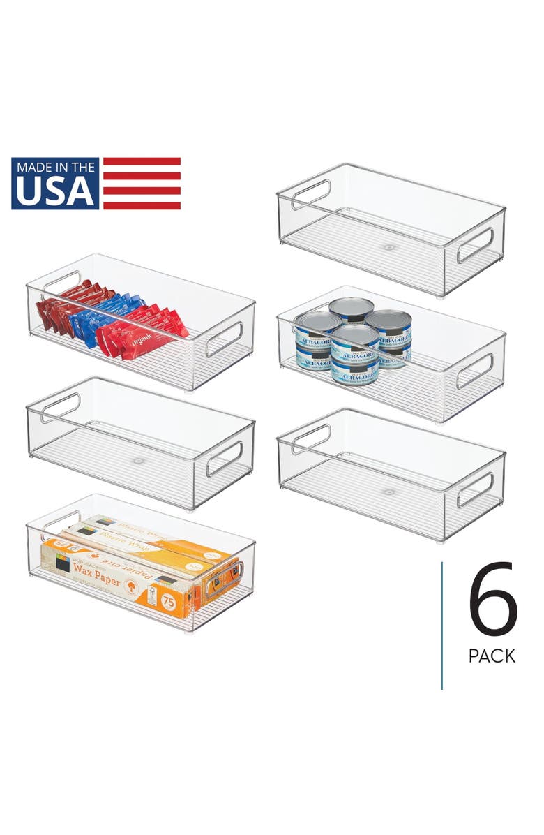 iDesign Stackable Fridge Bin - Kitchen Storage Bin for Pantry, Cabinets, or Fridge, Set of 6, Clear, Main, color,