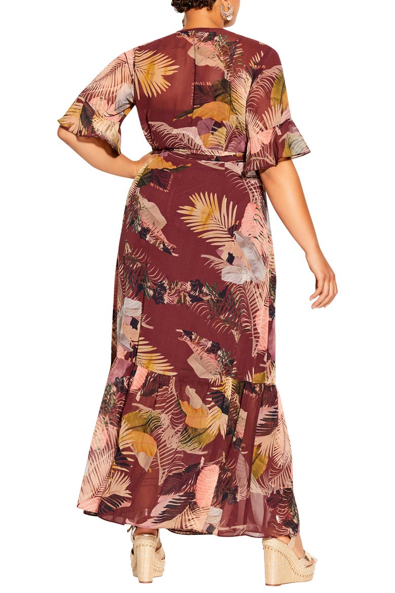 Tropical Heat Floral Print Wrap Maxi Dress, Alternate, color, TROPICAL HEAT
