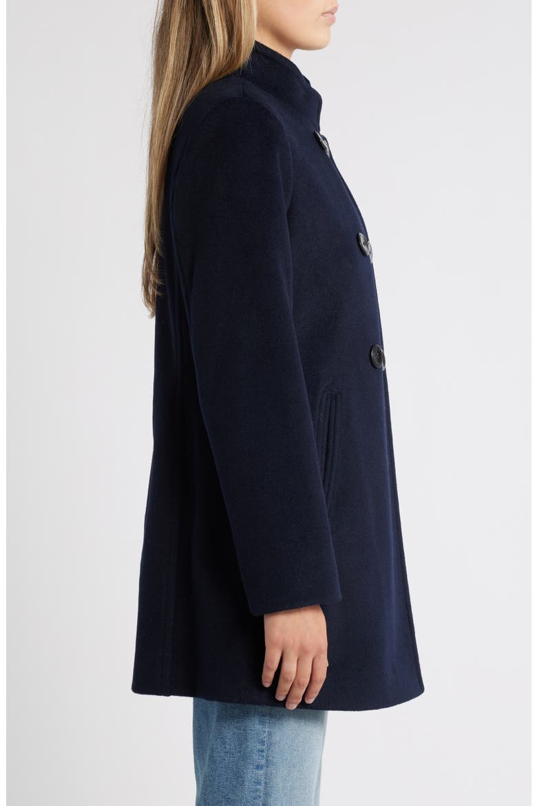 Double Breasted Stand Collar Coat, Alternate, color, NAVY BLUE