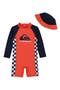 Long Sleeve One-Piece Rashguard Swimsuit & Sun Hat Set