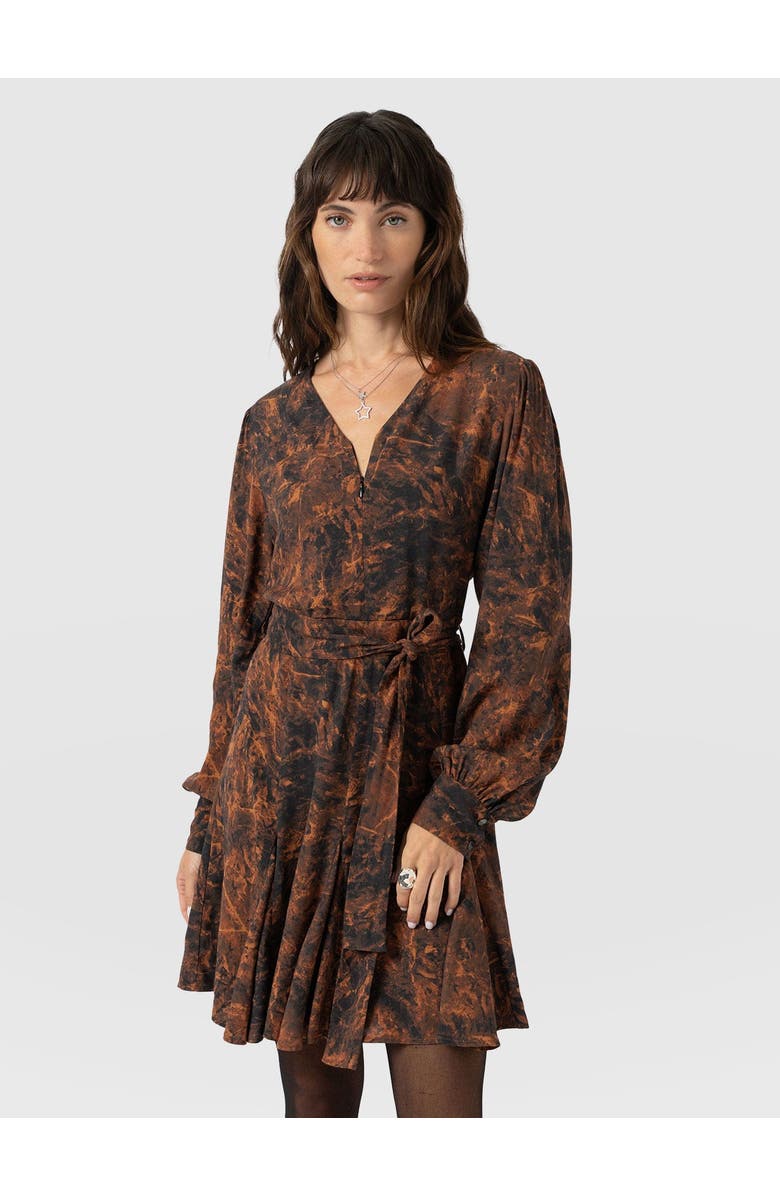 Saint + Sofia Joselyn Mini Dress, Alternate, color, Brown Marble
