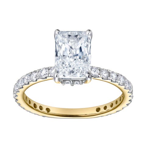 Sia 14K Gold Radiant Cut Lab Grown Diamond Hidden Halo Ring - 2.25 Ct