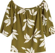 Loveappella Floral Print Off the Shoulder Top