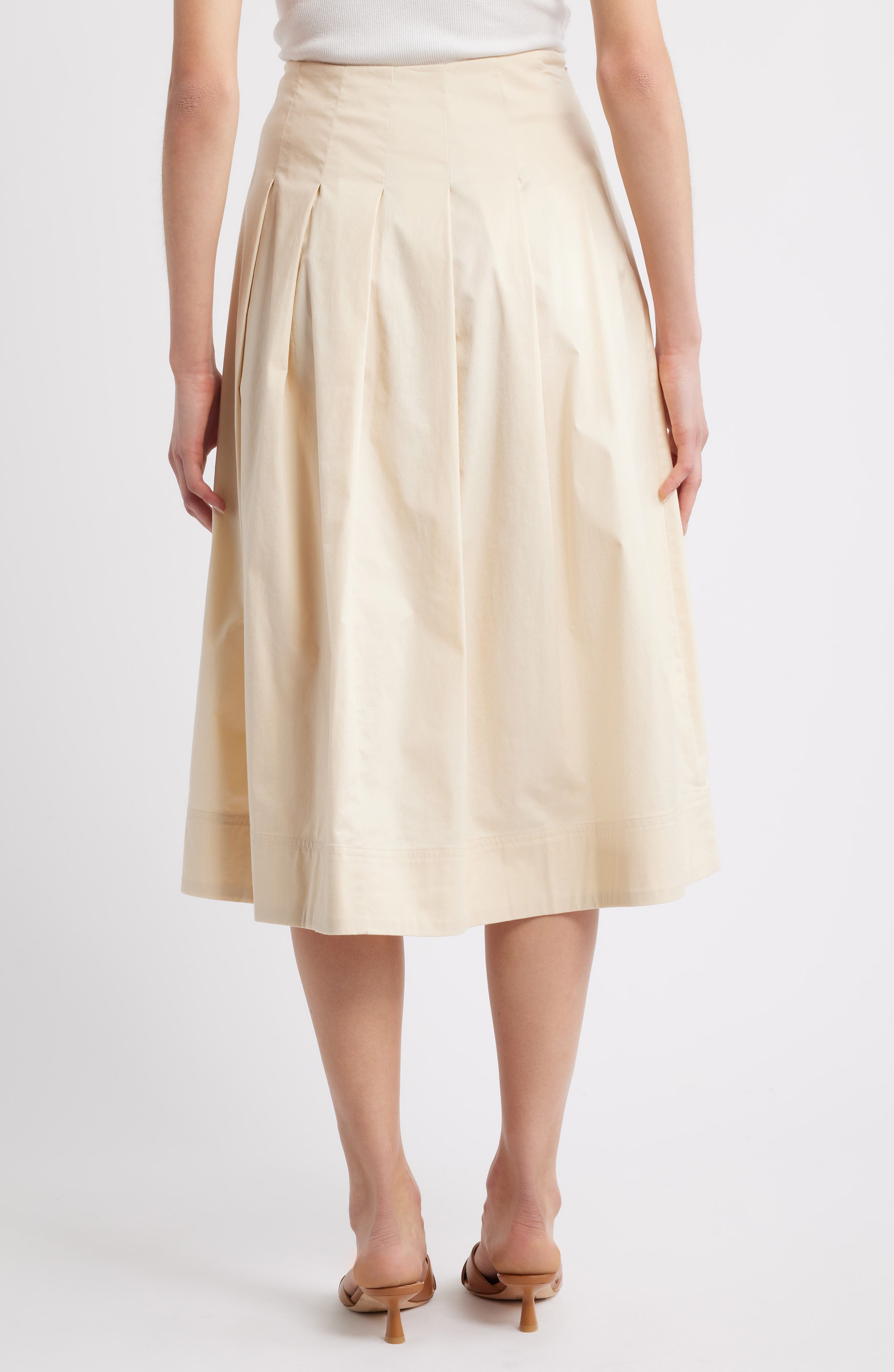 Stretch Cotton Poplin Midi Skirt - image 2