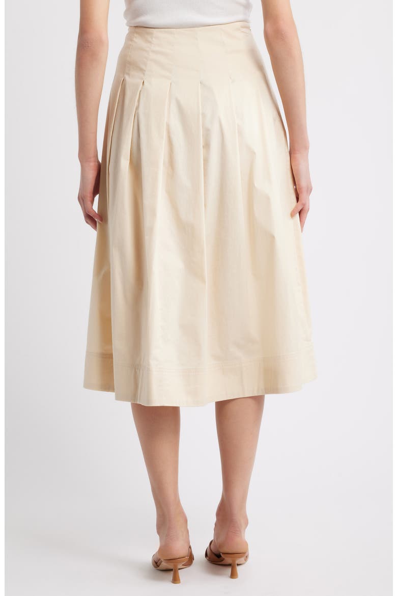 Stretch Cotton Poplin Midi Skirt, Alternate, color, BEIGE BURNT