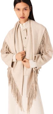 maje Cropped wool coat with removable scarf