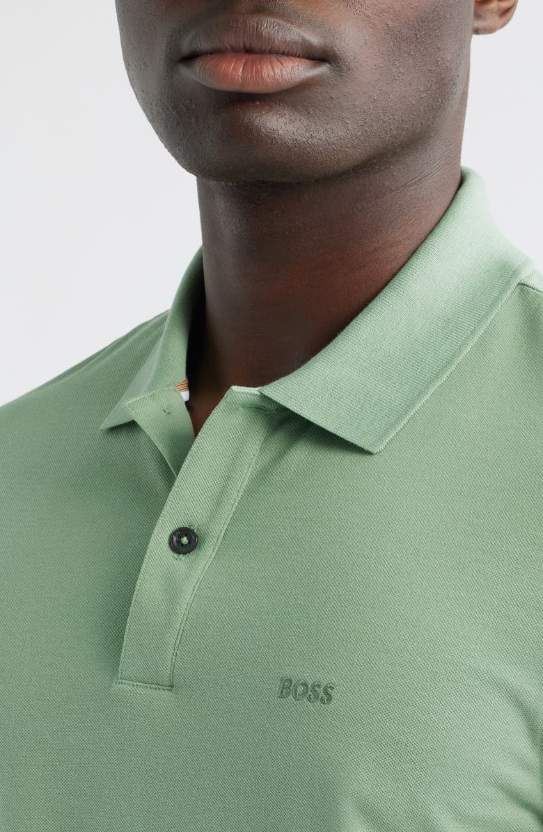 BOSS Pallas Cotton Polo, Alternate, color, Green Ii