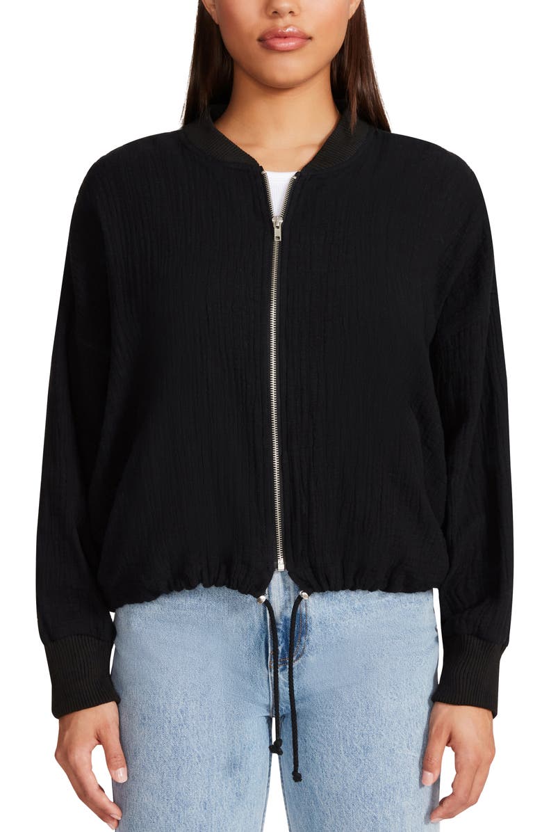 Steve Madden BB Dakota by Steve Madden Cotton Gauze Bomber Jacket, Main, color,