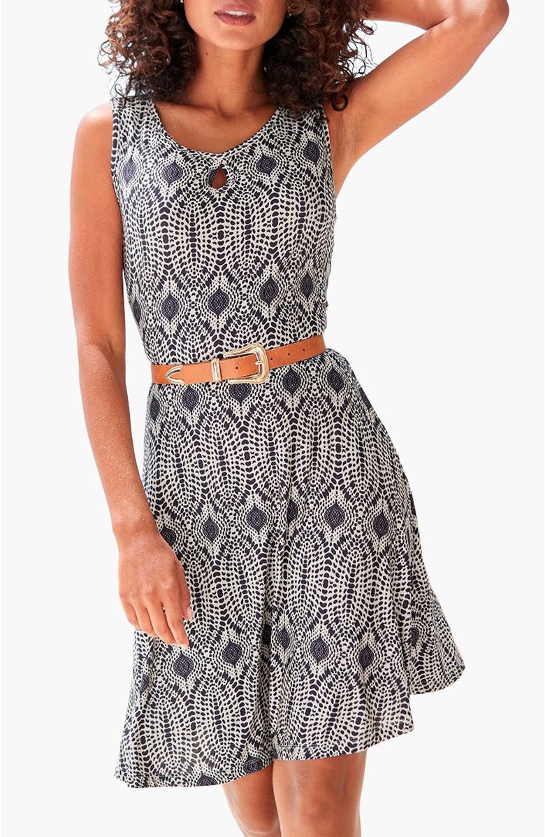 LASCANA Women's Sleeveless Keyhole Dress, Main, color, Navy Sand