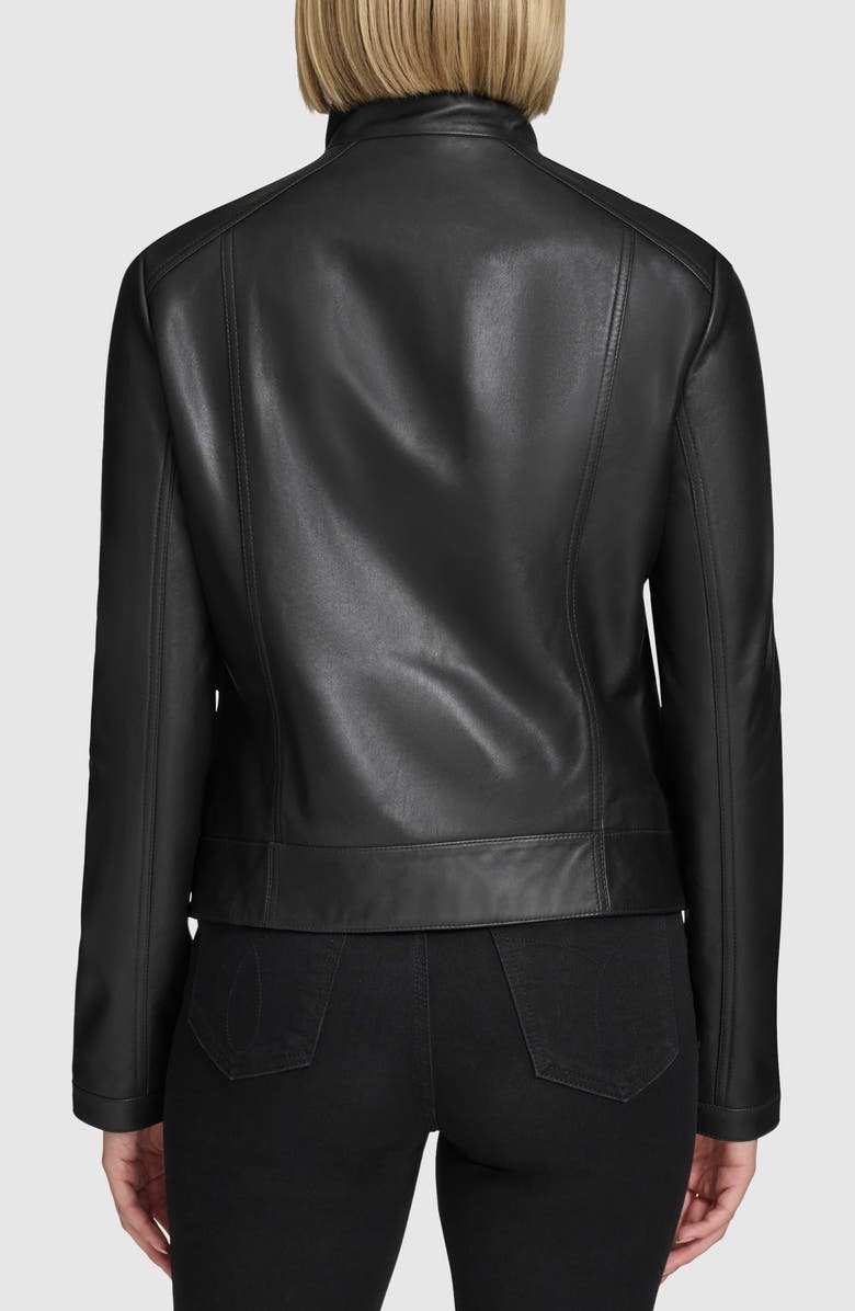 Andrew Marc Rowan Leather Racer Jacket, Alternate, color, Black