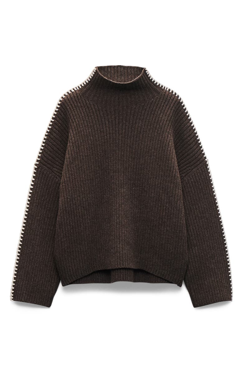 rag & bone Ingrid Turtleneck Rib Sweater, Alternate, color, Brown