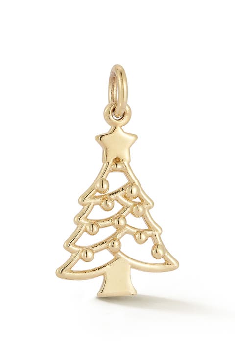 14K Gold Christmas Tree Charm