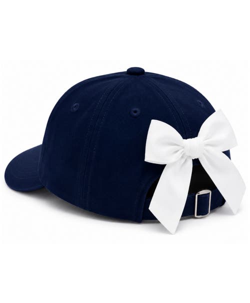 Bits & Bows Touch Down Bow Baseball Hat In Navy