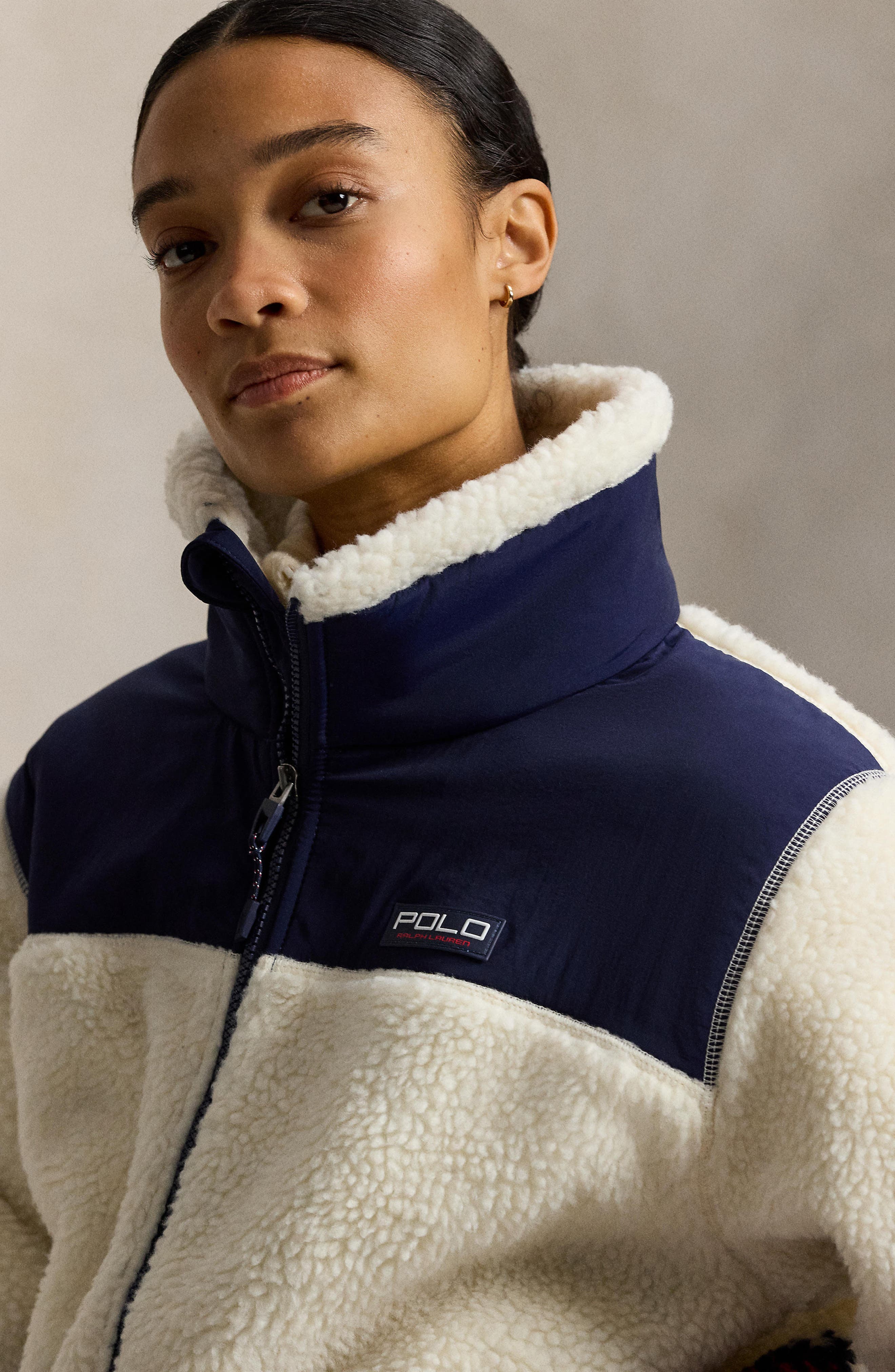 Polo Ralph Lauren Jacquard Detail High Pile Fleece Jacket (Women