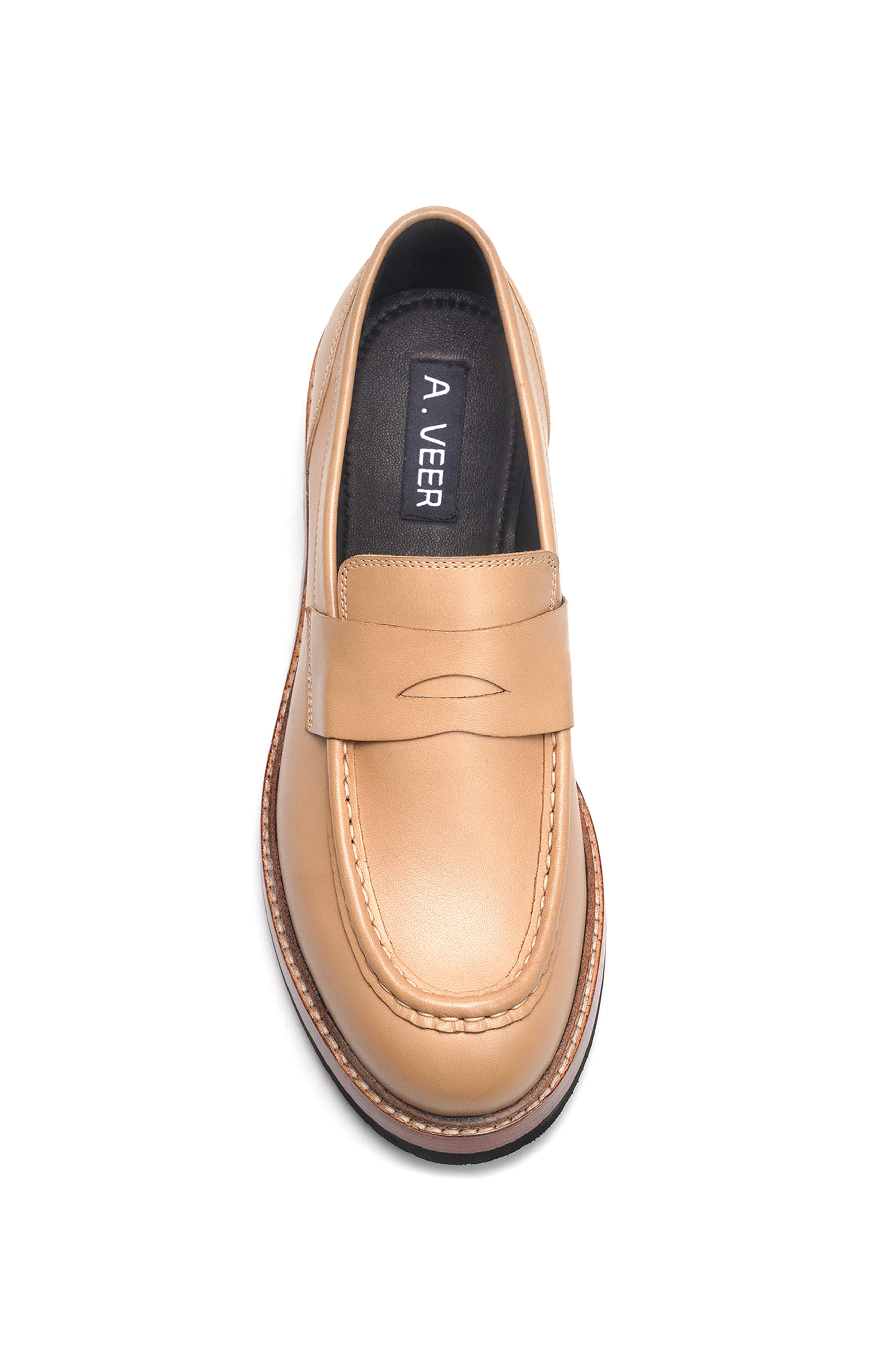 A. Veer Rhodes Penny Loafer, Alternate, color, Sand Leather