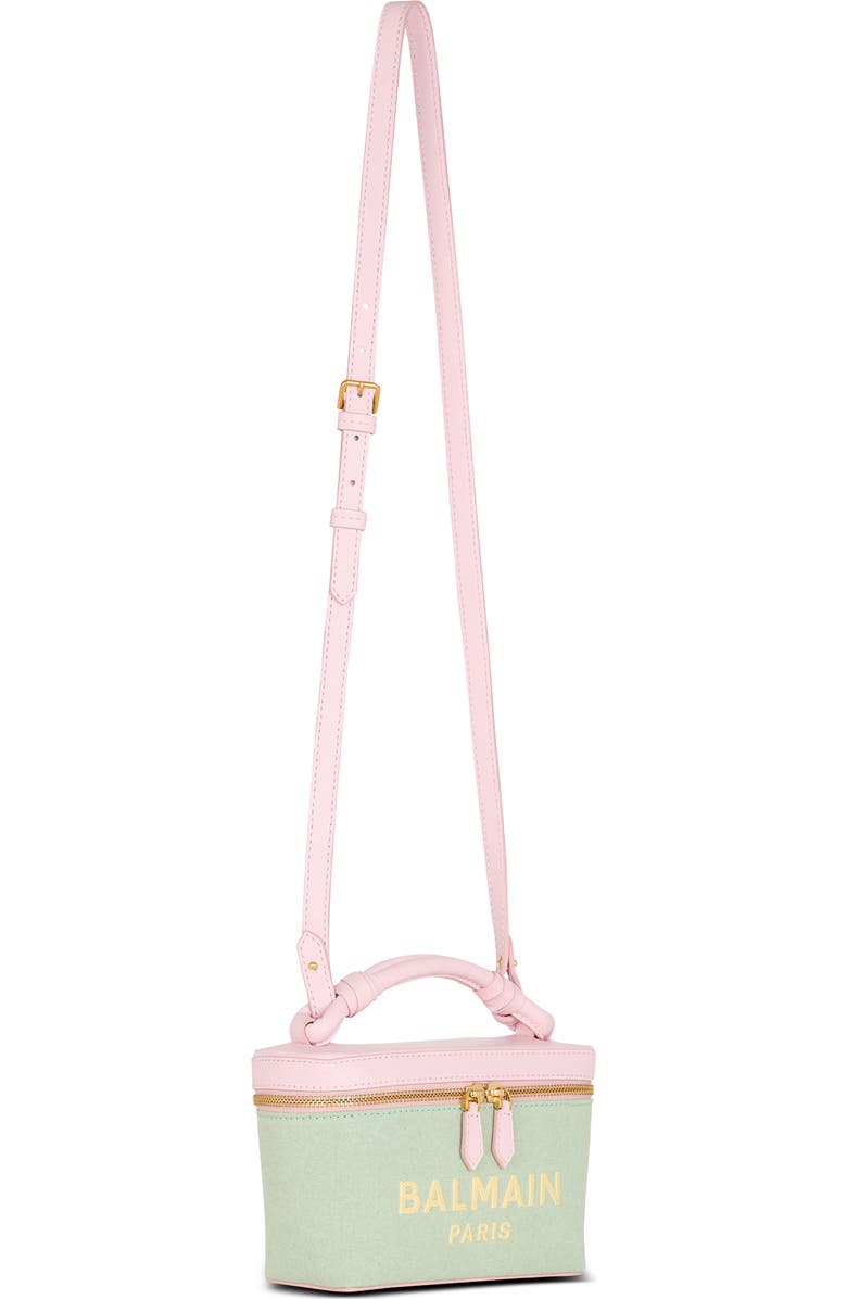 Balmain B-Army Logo Canvas & Leather Vanity Case Bag, Alternate, color,