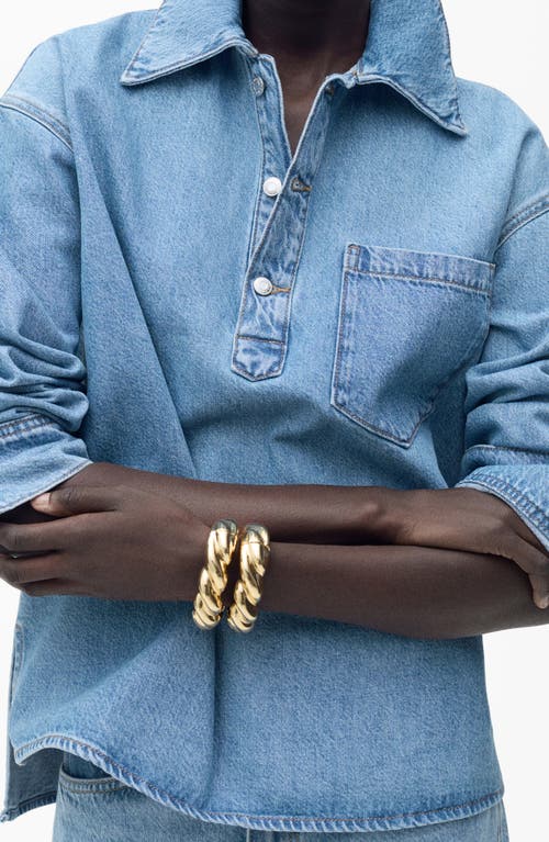 Shop Mango Denim Popover Top
