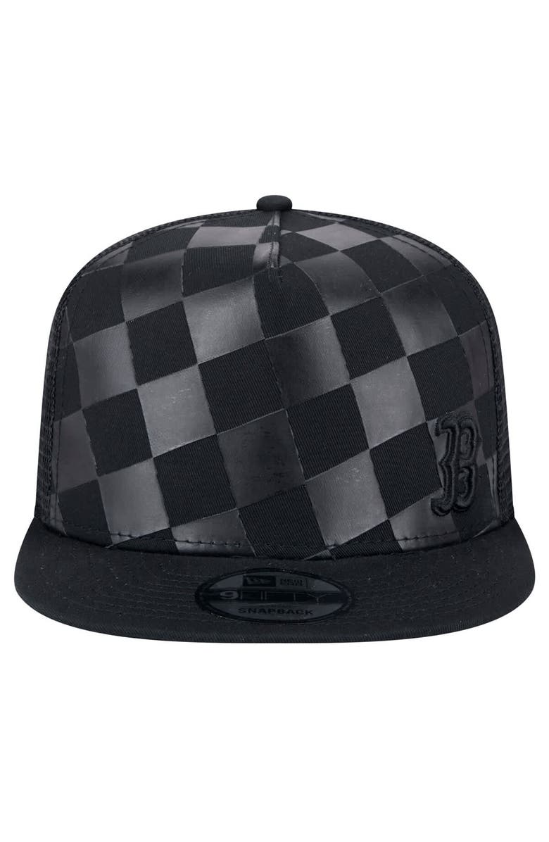 New Era Men's New Era Black Boston Red Sox Score Check 9FIFTY A-Frame Trucker Snapback Hat, Alternate, color, 
