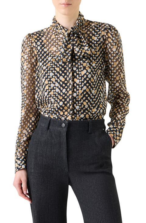 Polka Dot Devoré Button-Up Shirt