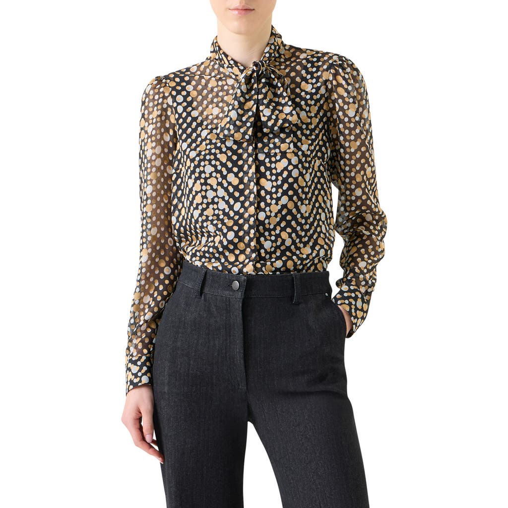 Akris Punto Polka Dot Crepe De Chine Blouse In Multi