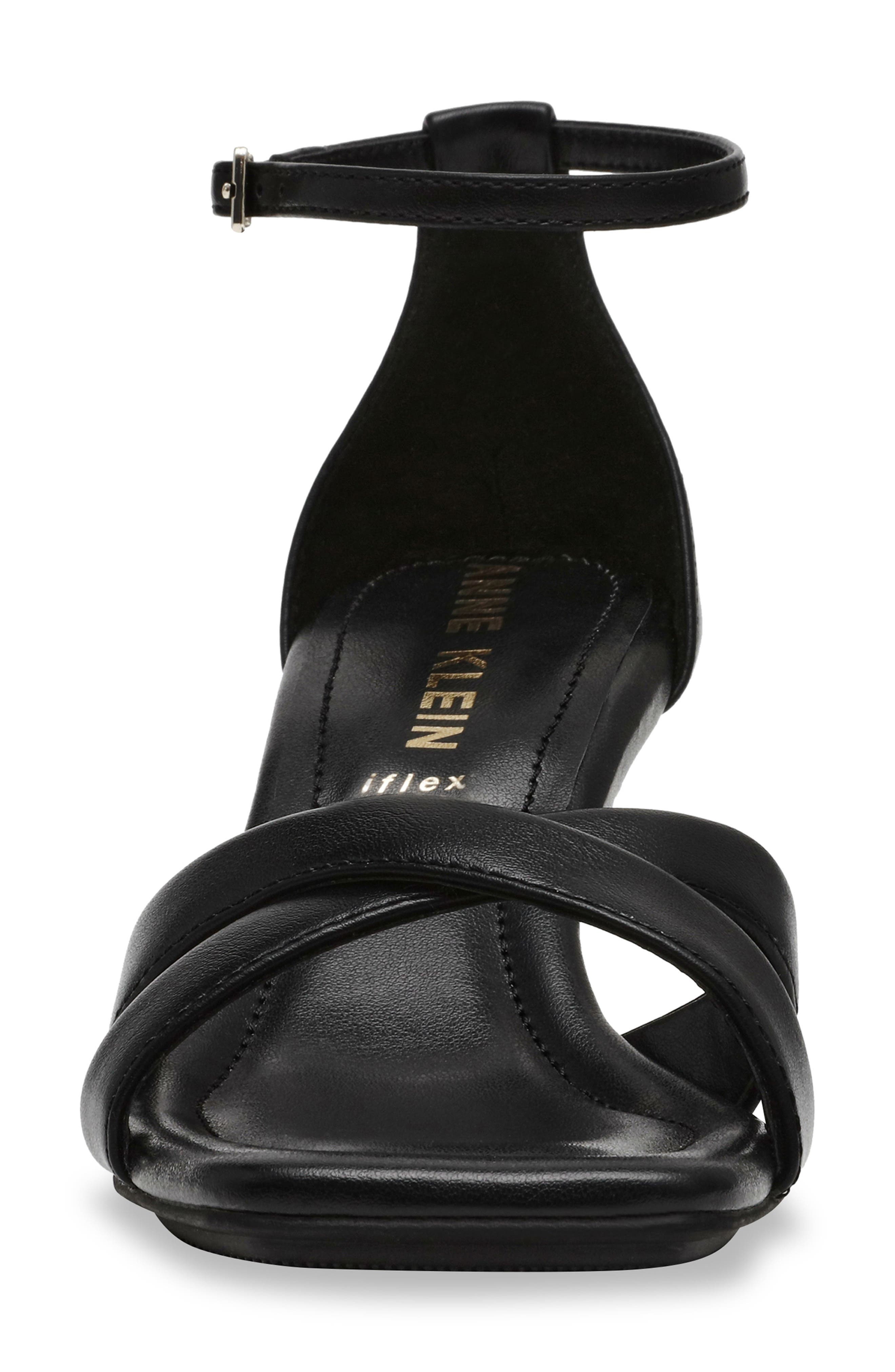 Anne Klein Joss Ankle Strap Kitten Heel Sandal, Alternate, color, Black Smooth