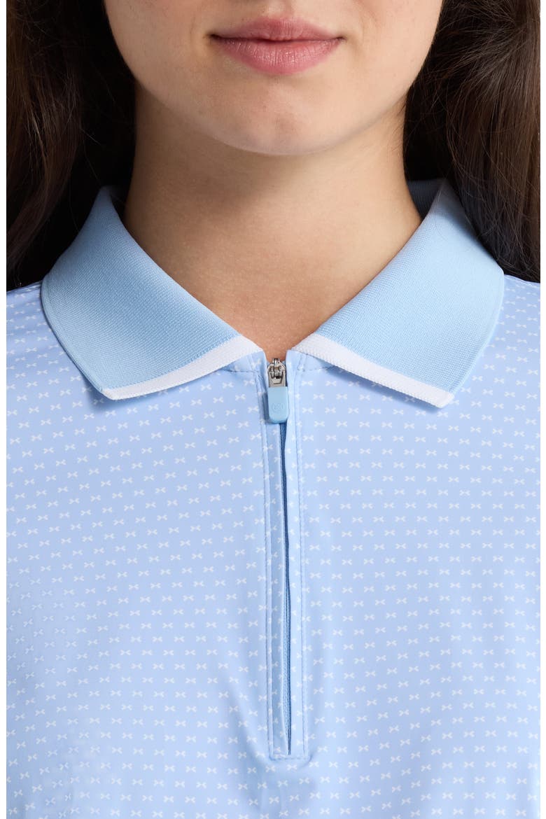 Geo 2 Silky Tech Long Sleeve Polo, Alternate, color, SKY / SNOW